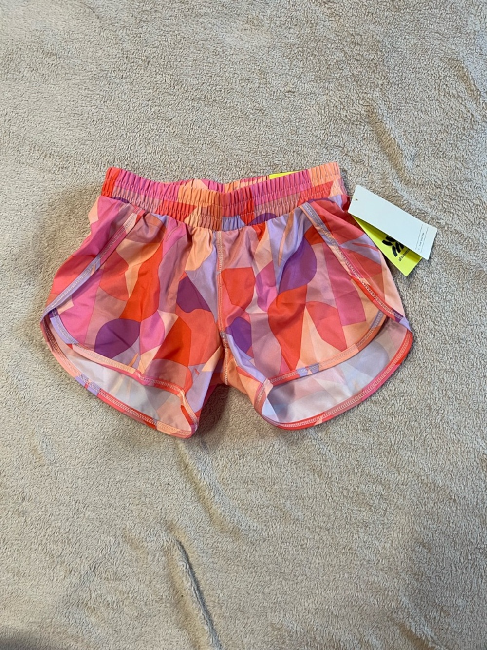 All in Motion Girl’s Athletic Shorts Size XS (4/5) NWT Pink Purple Abstract